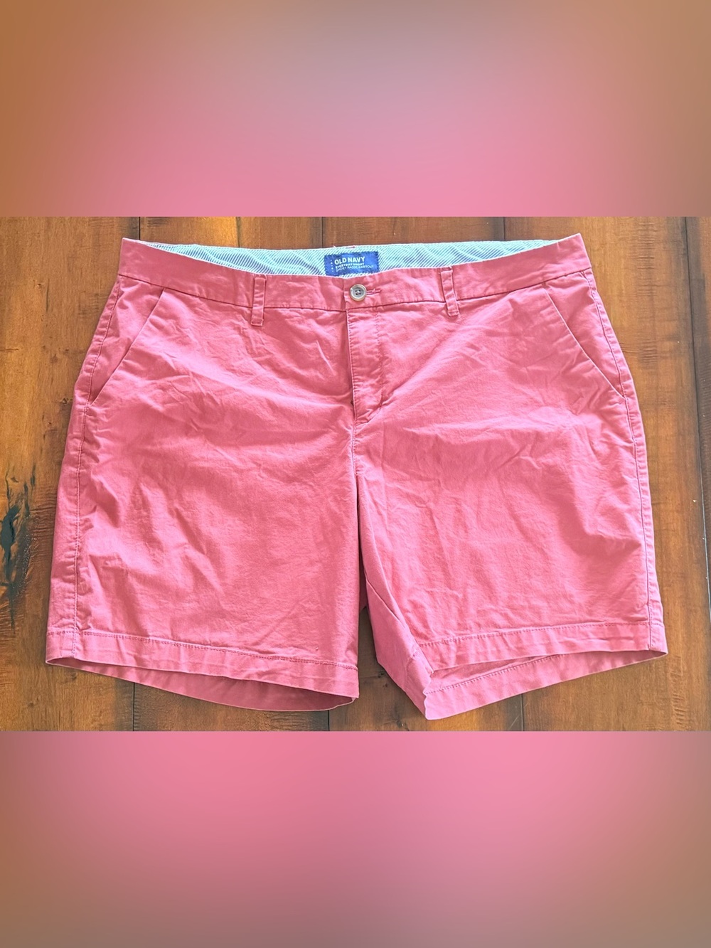 Old Navy Salmon Pink Flat-Front Chino Shorts